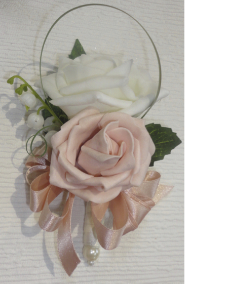 Blush and Ivory Pin On Corsage 